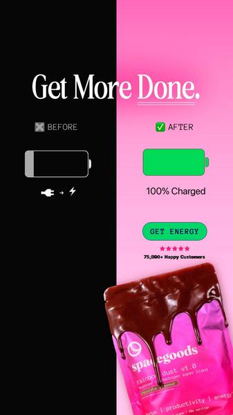 energy drink, sports drink, energy beverage, performance drink, energy supplement, product launch, social proof, modern typography, energetic, bold, pink, black, green